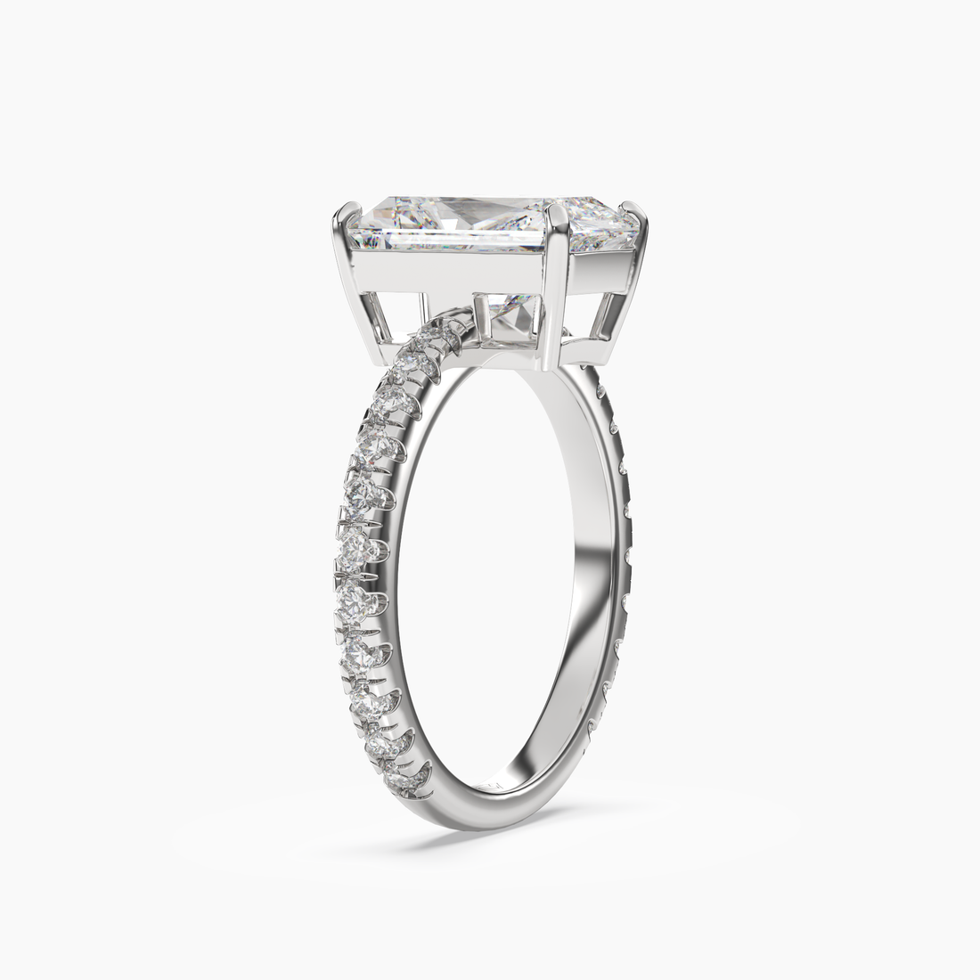 Cascade Radiant 1.5 Carat Lab Grown Diamond Engagement Ring in 18K Yellow Gold