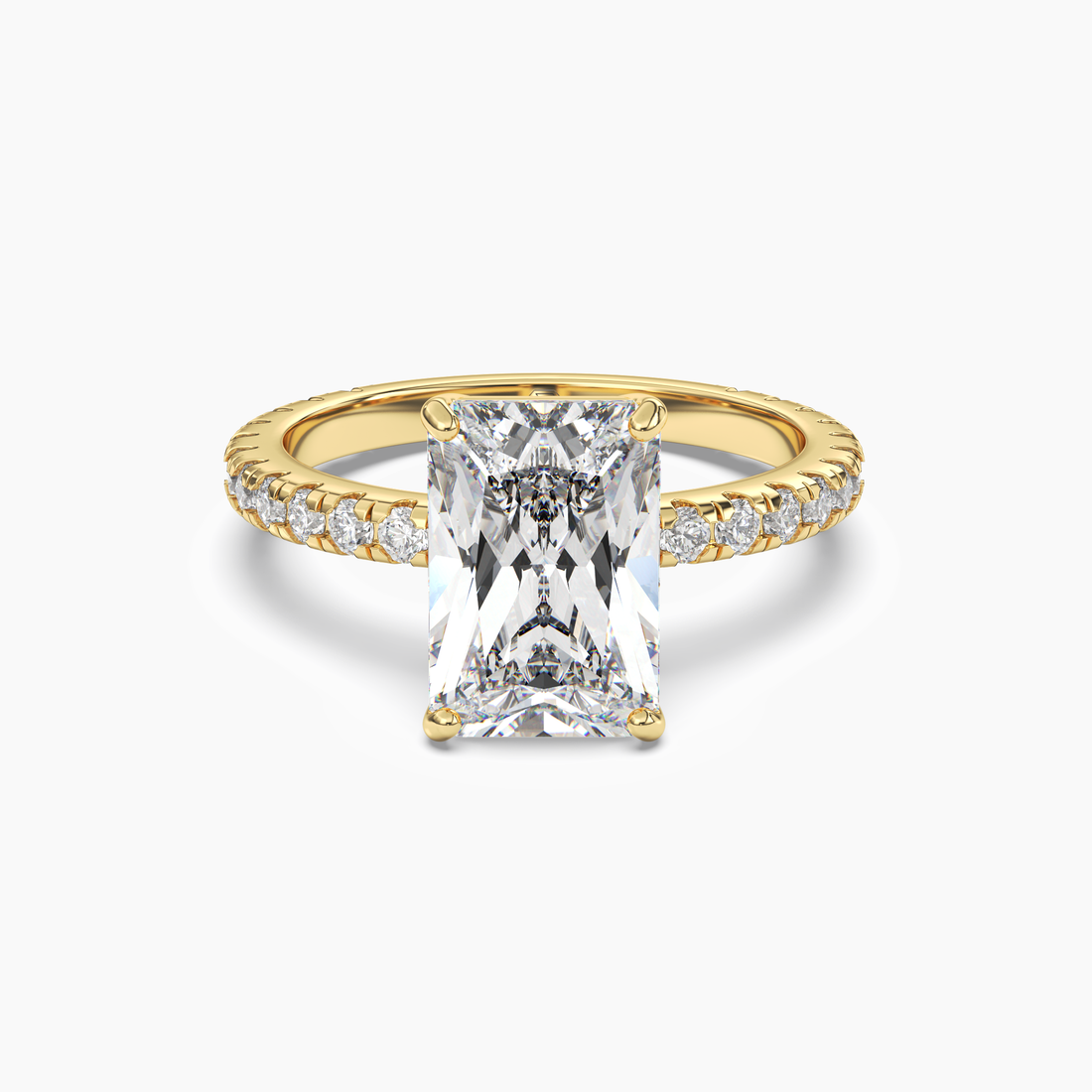 Cascade Radiant Diamond Ring Setting in 14K Rose Gold