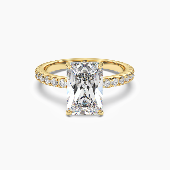 Cascade Radiant 1.5 Carat Lab Grown Diamond Engagement Ring in 14K Yellow Gold