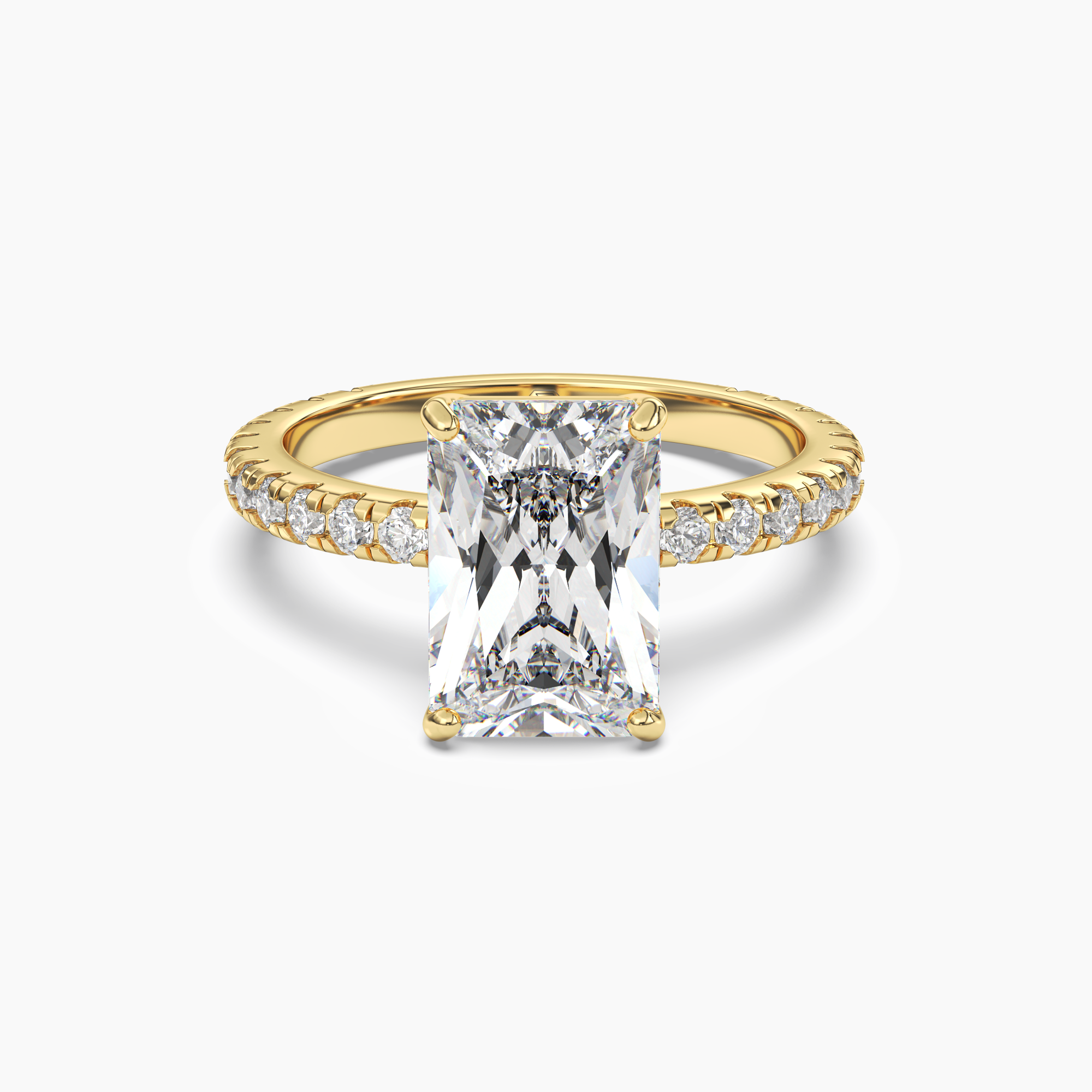 Cascade Radiant 3 Carat Lab Grown Diamond Engagement Ring in 14K Yellow Gold