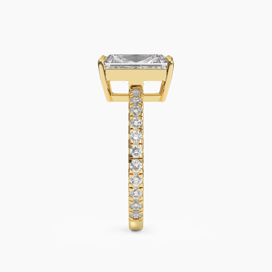 Cascade Radiant 1 Carat Lab Grown Diamond Engagement Ring in 18K Yellow Gold