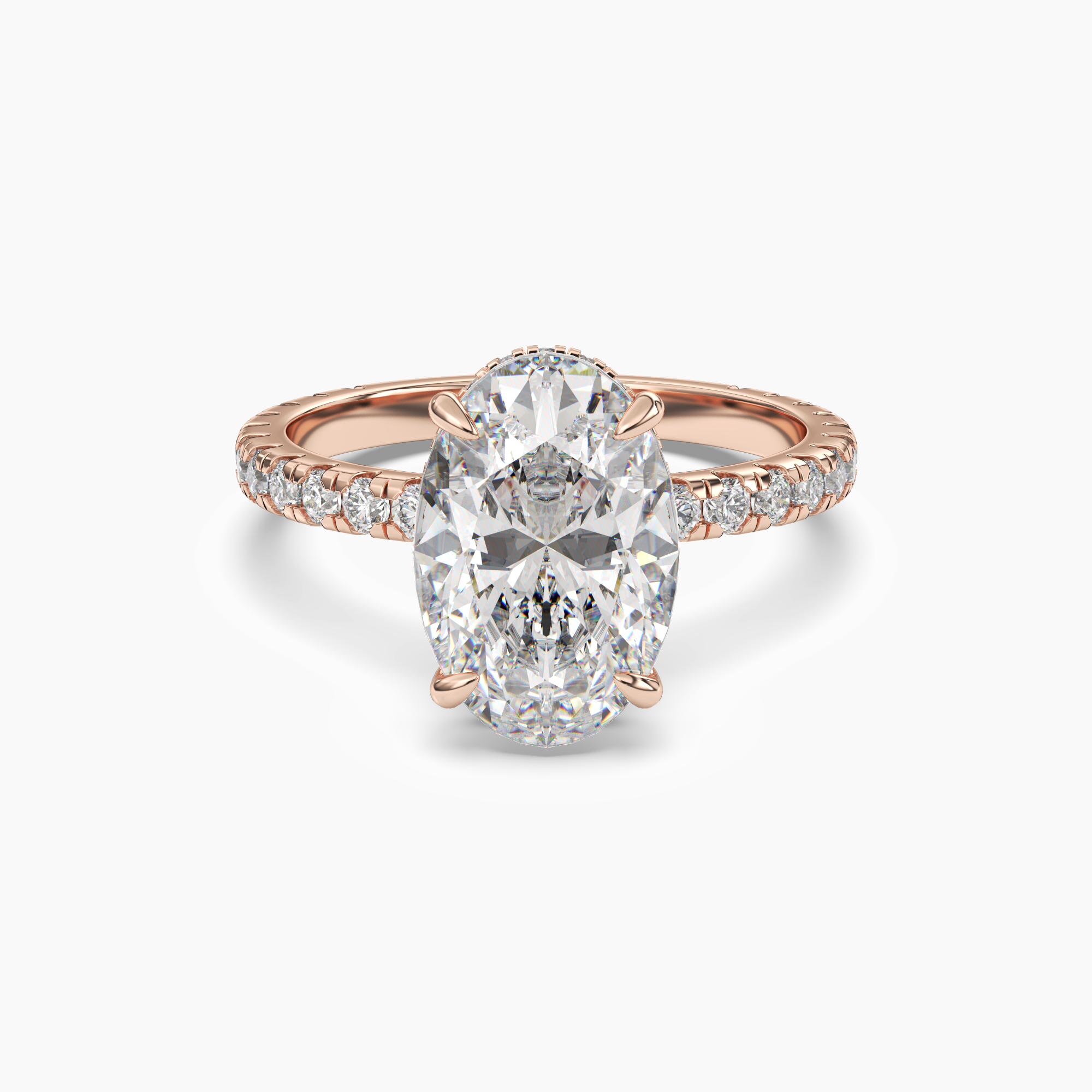 Fresco Oval Hidden Halo 3 Carat Lab Grown Diamond Engagement Ring in 18K Yellow Gold