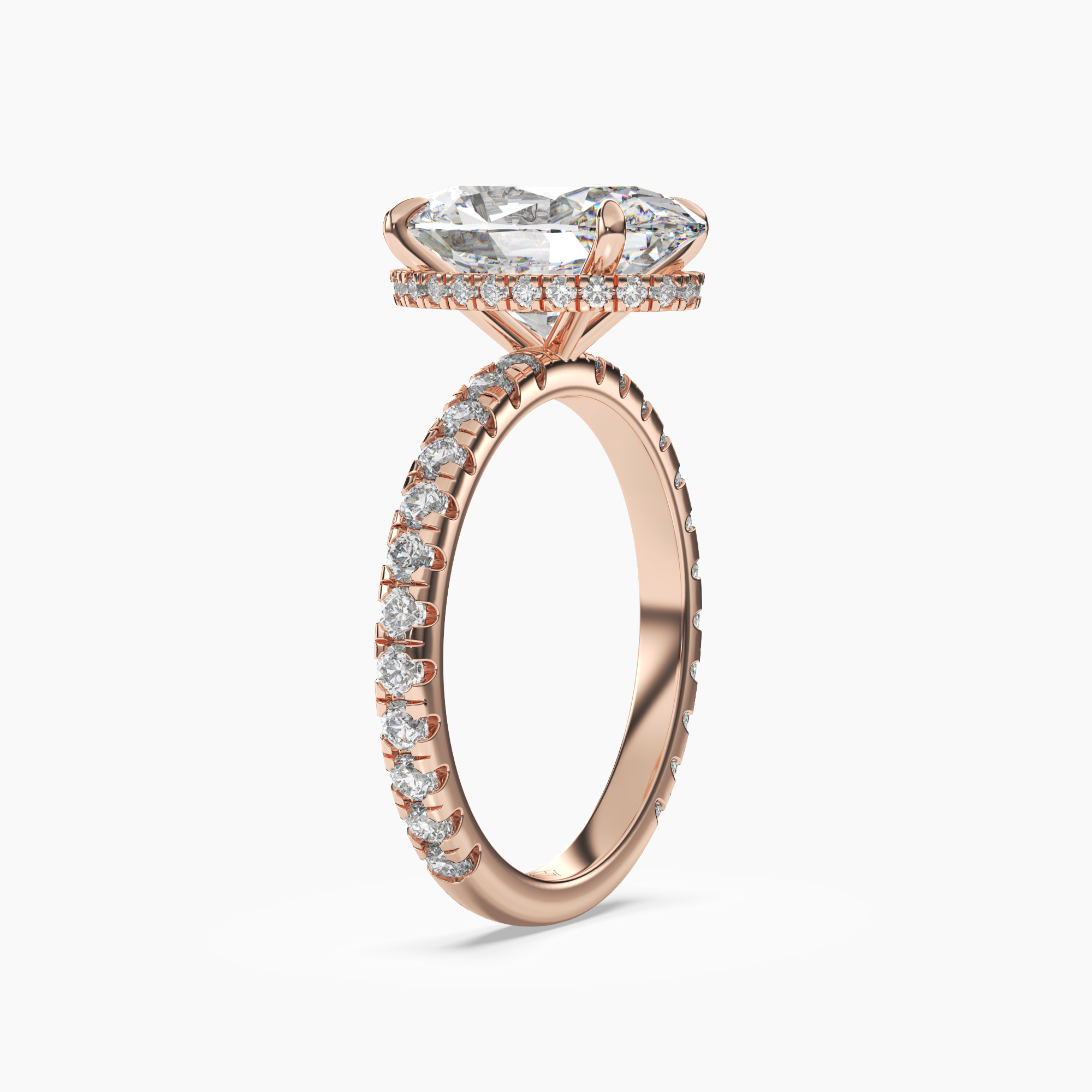 Fresco Oval Hidden Halo 1 Carat Lab Grown Diamond Engagement Ring in 14K Rose Gold