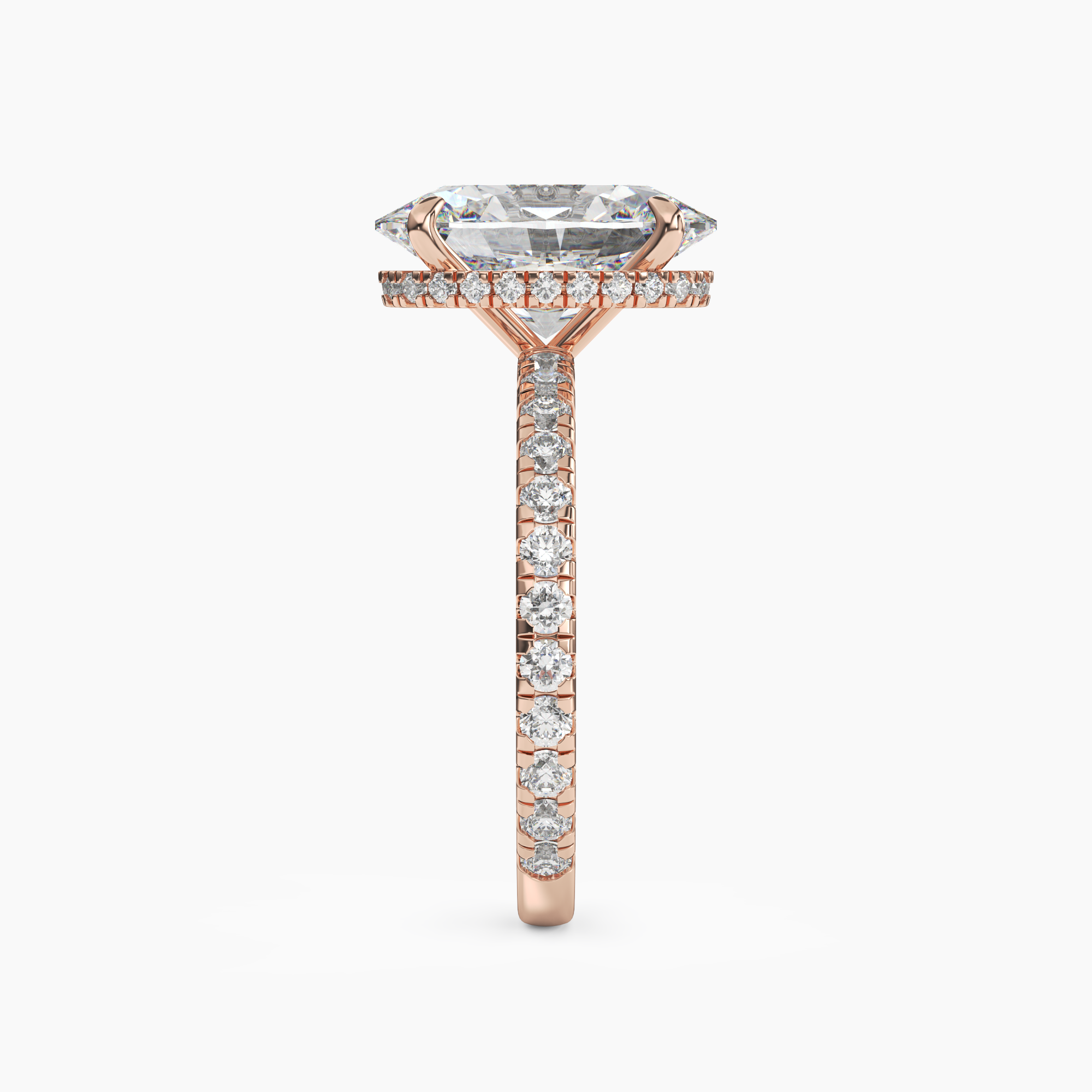 Fresco Oval Hidden Halo 3 Carat Lab Grown Diamond Engagement Ring in 18K Yellow Gold