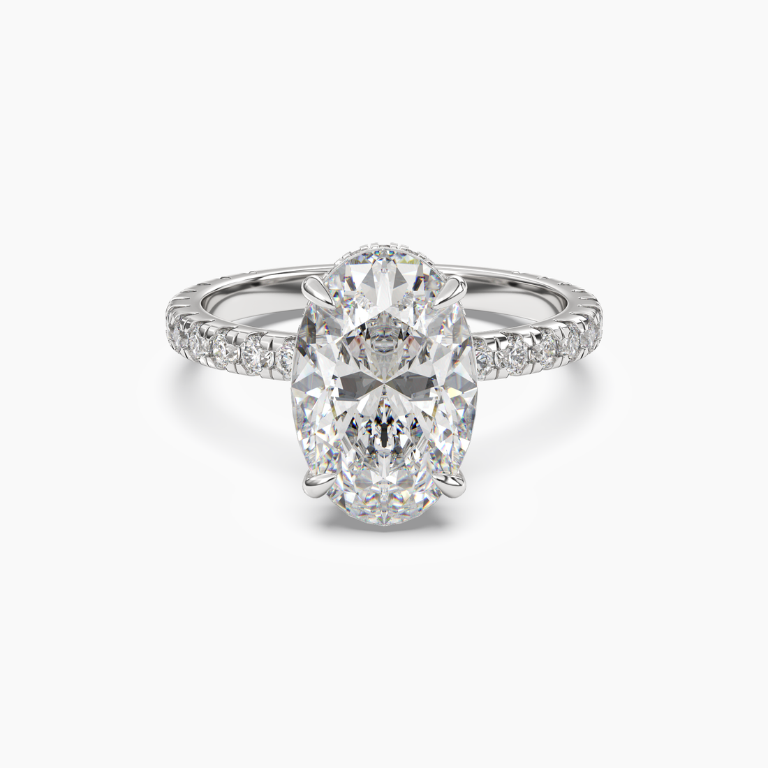 Fresco Oval Hidden Halo 3 Carat Lab Grown Diamond Engagement Ring in 14K Yellow Gold