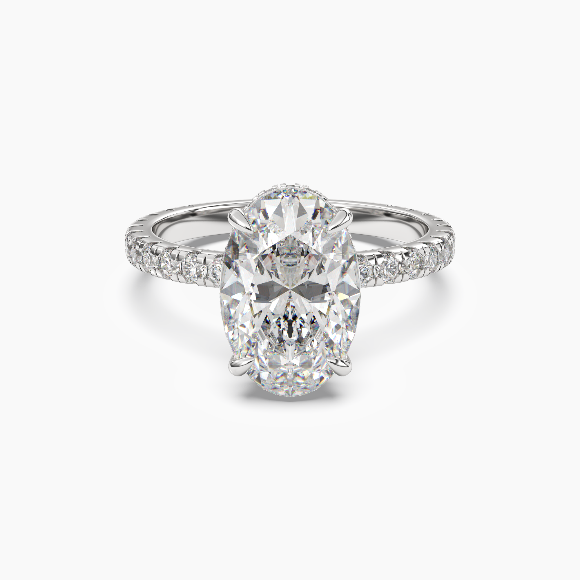 Fresco Oval Hidden Halo 2.5 Carat Lab Grown Diamond Engagement Ring in 14K White Gold