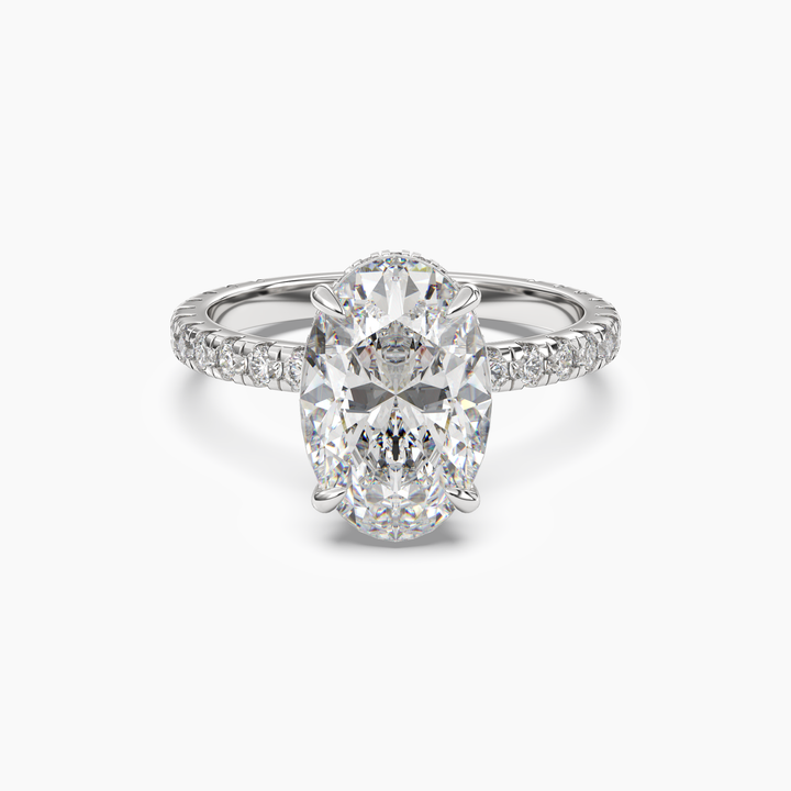 Fresco Oval Hidden Halo 2.5 Carat Lab Grown Diamond Engagement Ring in 18K White Gold