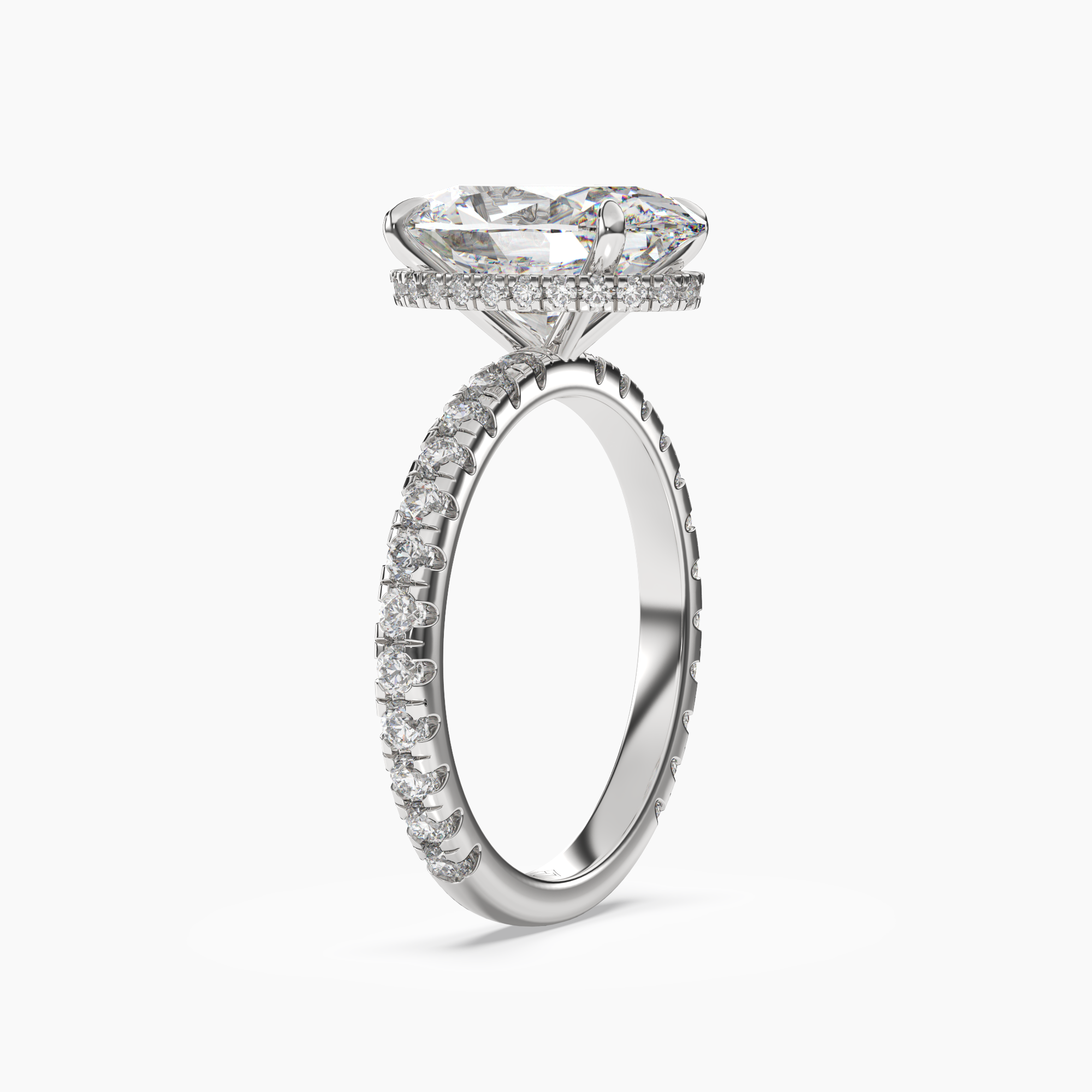 Fresco Oval Hidden Halo 3 Carat Lab Grown Diamond Engagement Ring in 18K Rose Gold