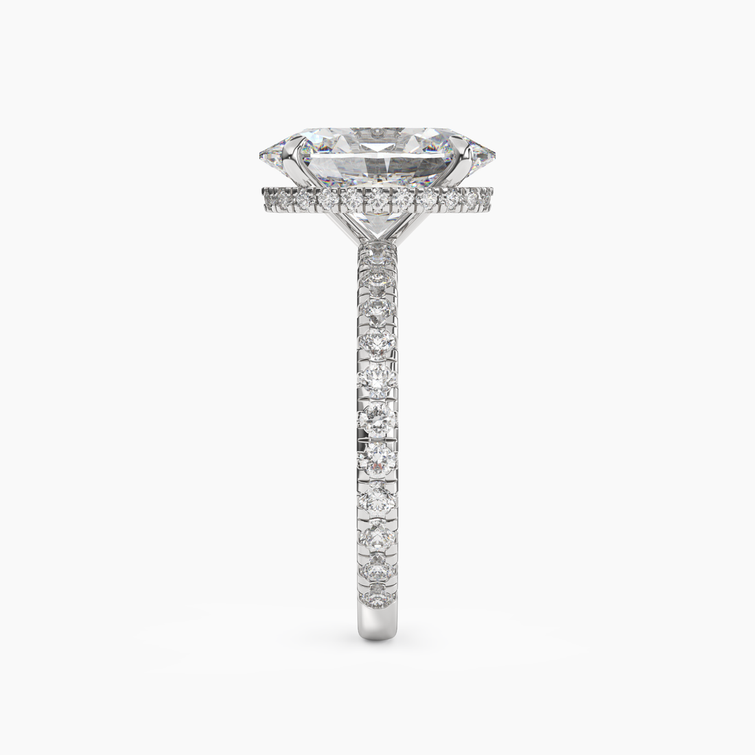 Fresco Oval Hidden Halo 1.5 Carat Lab Grown Diamond Engagement Ring in 18K White Gold