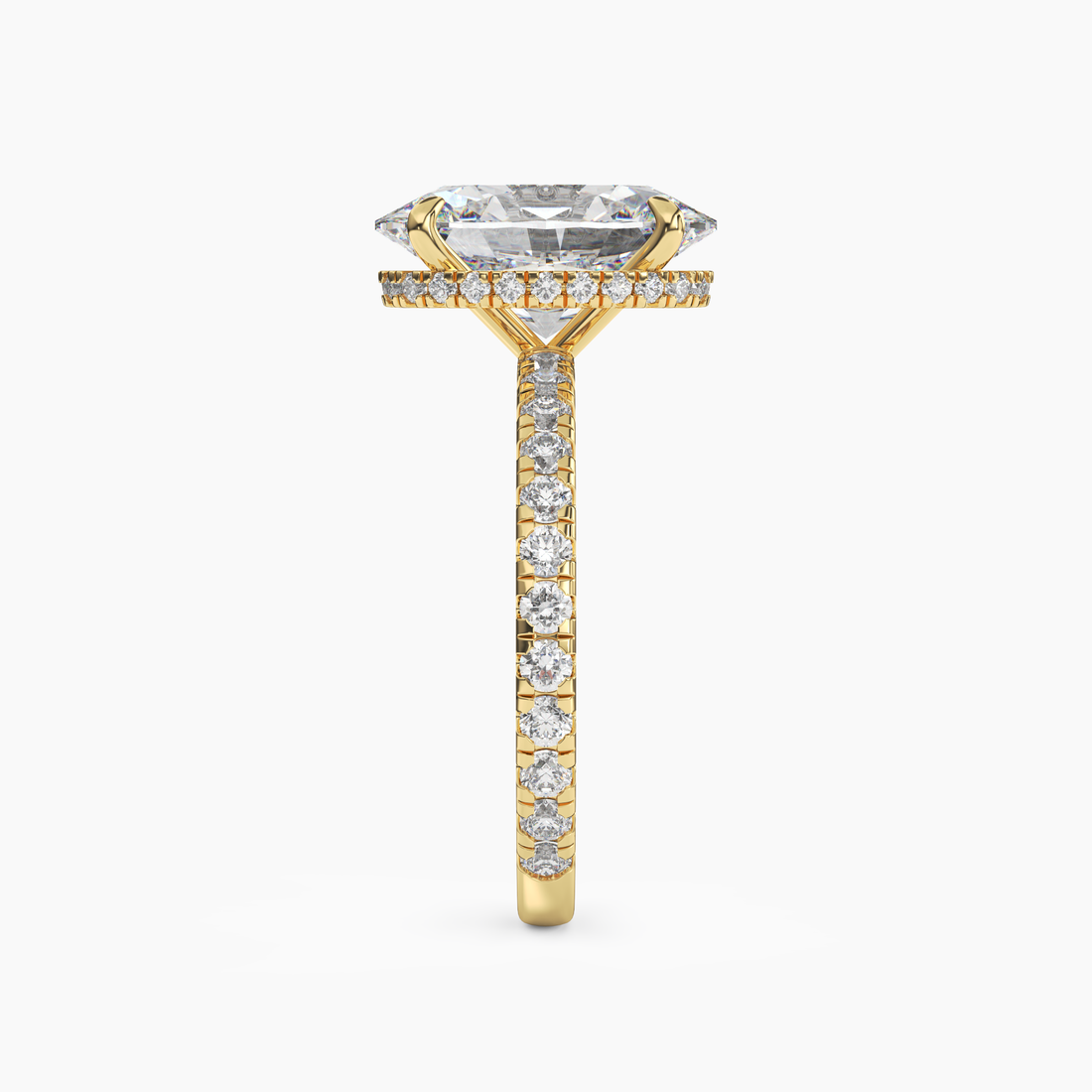 Fresco Oval Hidden Halo Diamond Ring Setting in 18K Yellow Gold