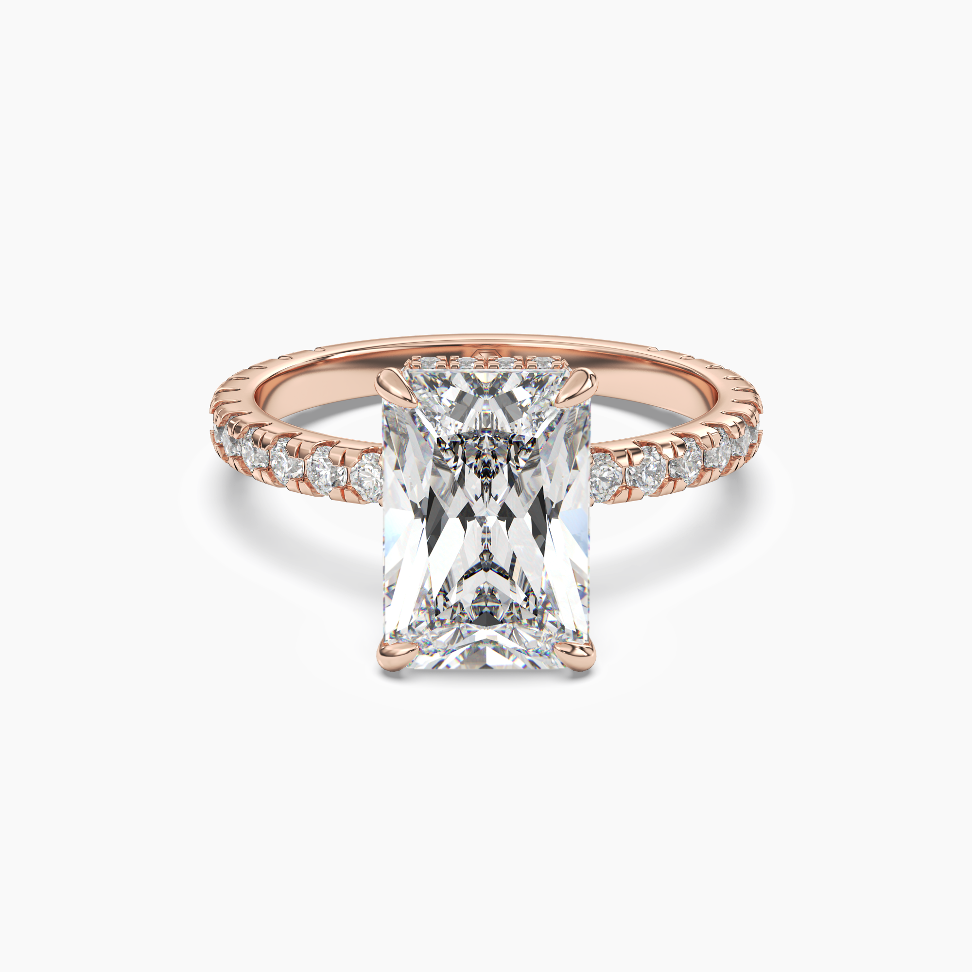 Fresco Radiant Hidden Halo Diamond Ring Setting in 18K White Gold