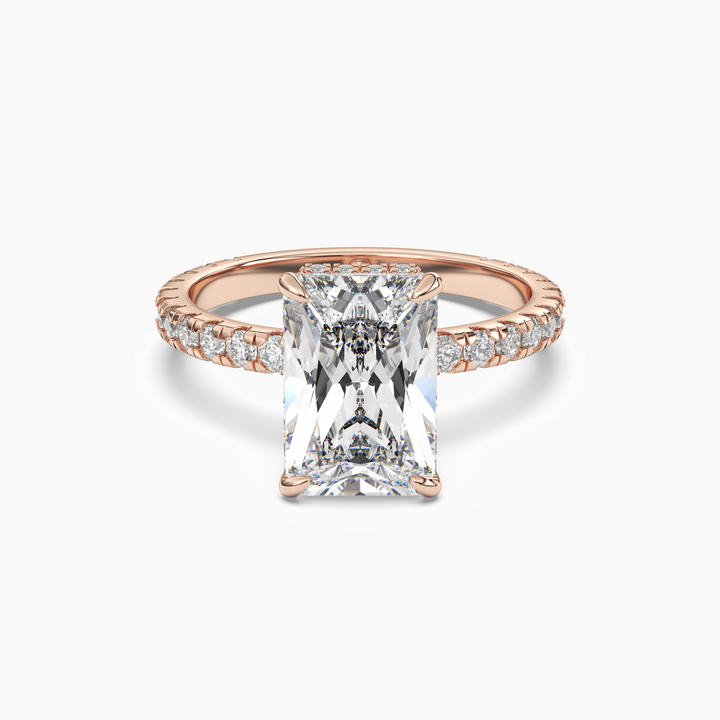 Fresco Radiant Hidden Halo 1.5 Carat Lab Grown Diamond Engagement Ring in 14K Rose Gold