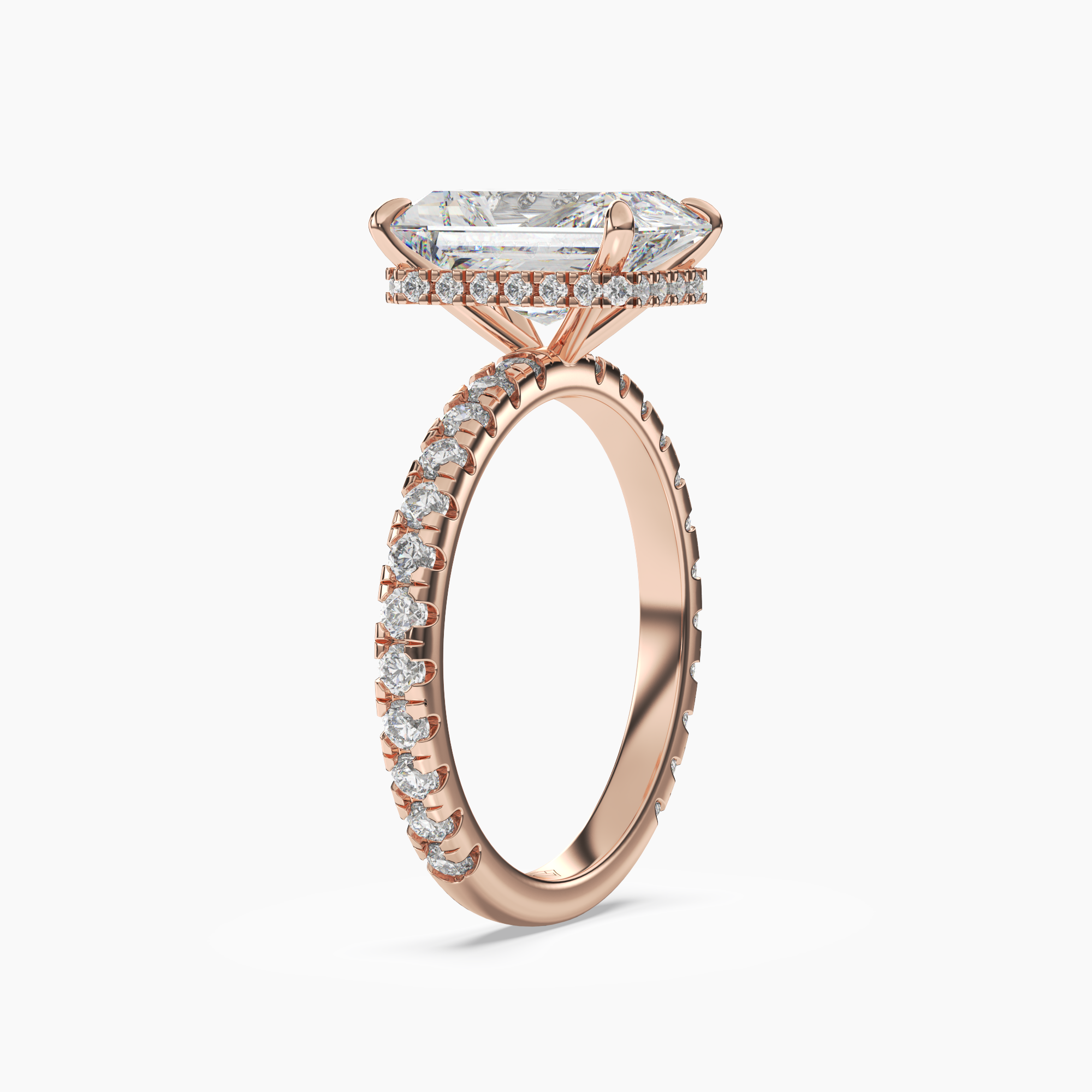 Fresco Radiant Hidden Halo Diamond Ring Setting in 18K Yellow Gold