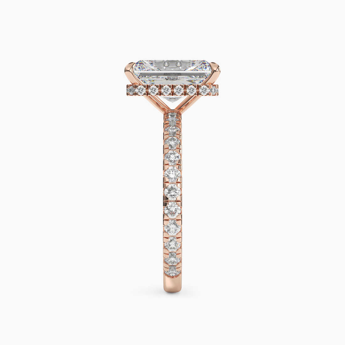 Fresco Radiant Hidden Halo Diamond Ring Setting in 18K White Gold