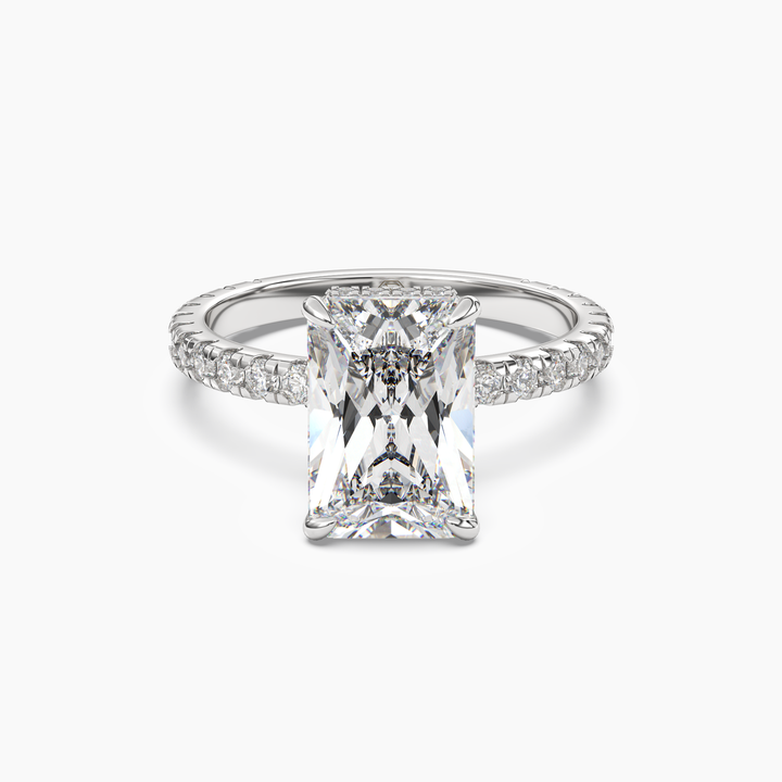 Fresco Radiant Hidden Halo 1.5 Carat Lab Grown Diamond Engagement Ring in 18K White Gold