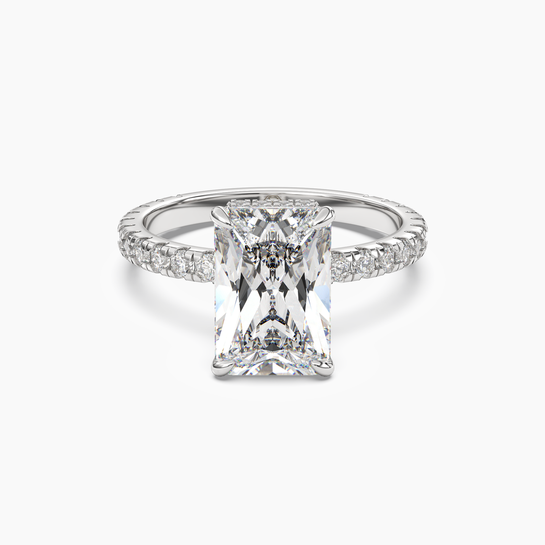 Fresco Radiant Hidden Halo 3 Carat Lab Grown Diamond Engagement Ring in 18K Rose Gold