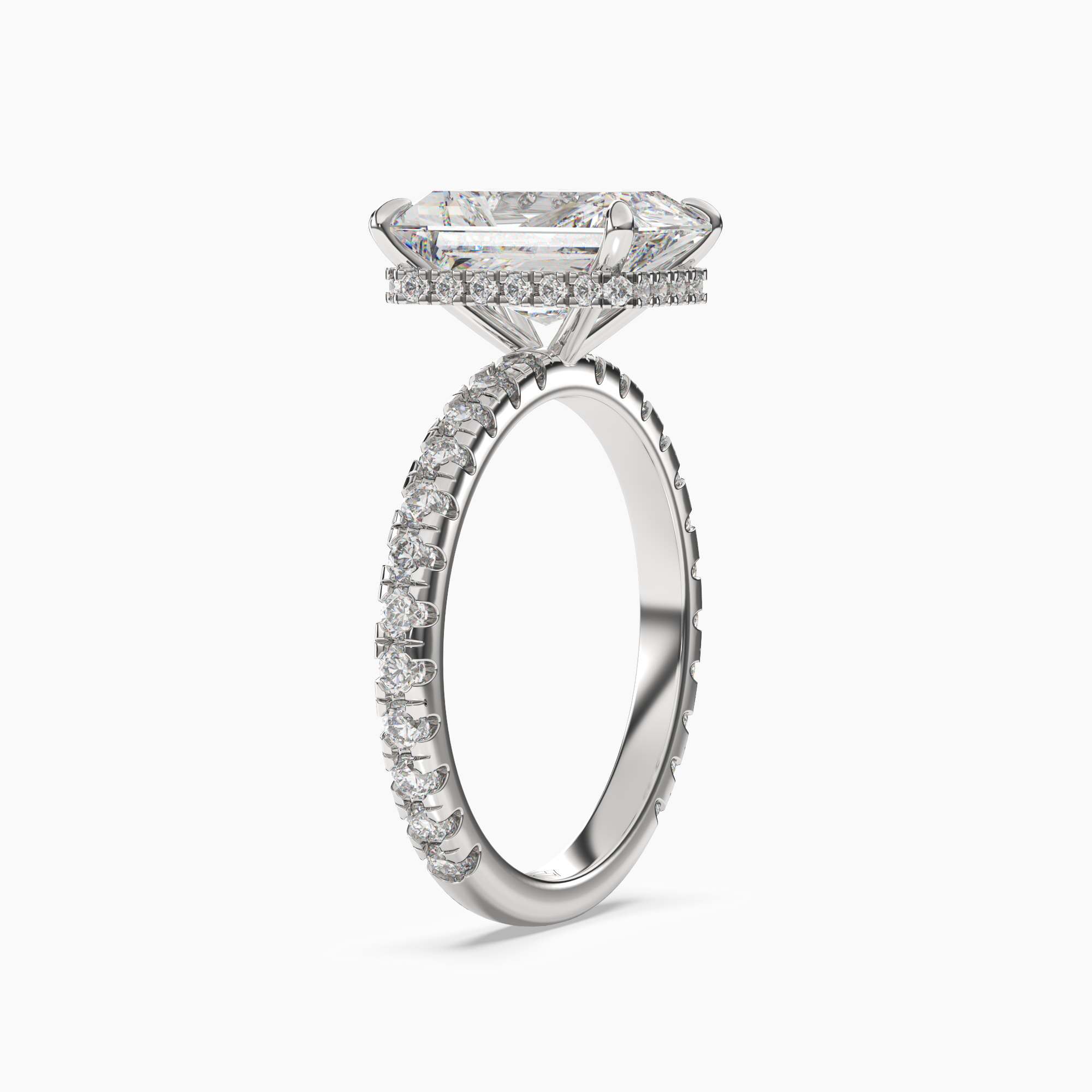 Fresco Radiant Hidden Halo 2.5 Carat Lab Grown Diamond Engagement Ring in 18K Yellow Gold