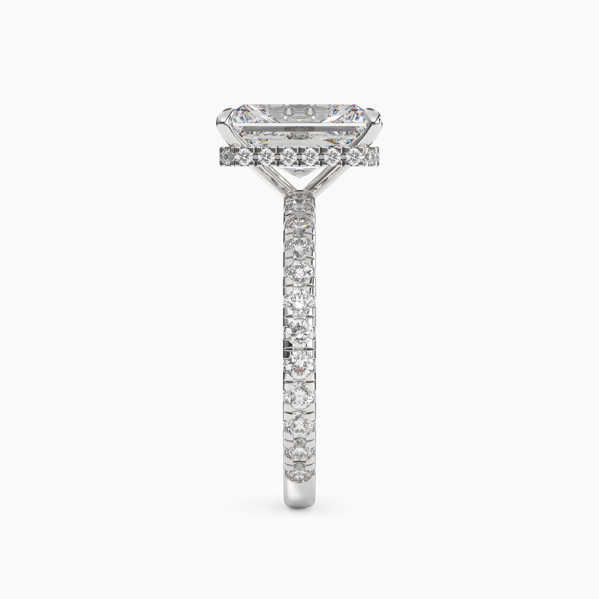 Fresco Radiant Hidden Halo Diamond Ring Setting in 14K Yellow Gold