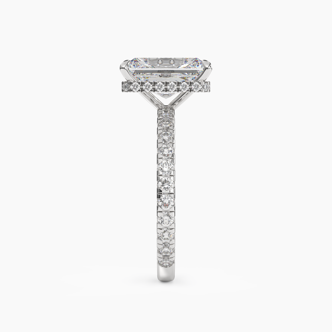 Fresco Radiant Hidden Halo Diamond Ring Setting in 14K Yellow Gold