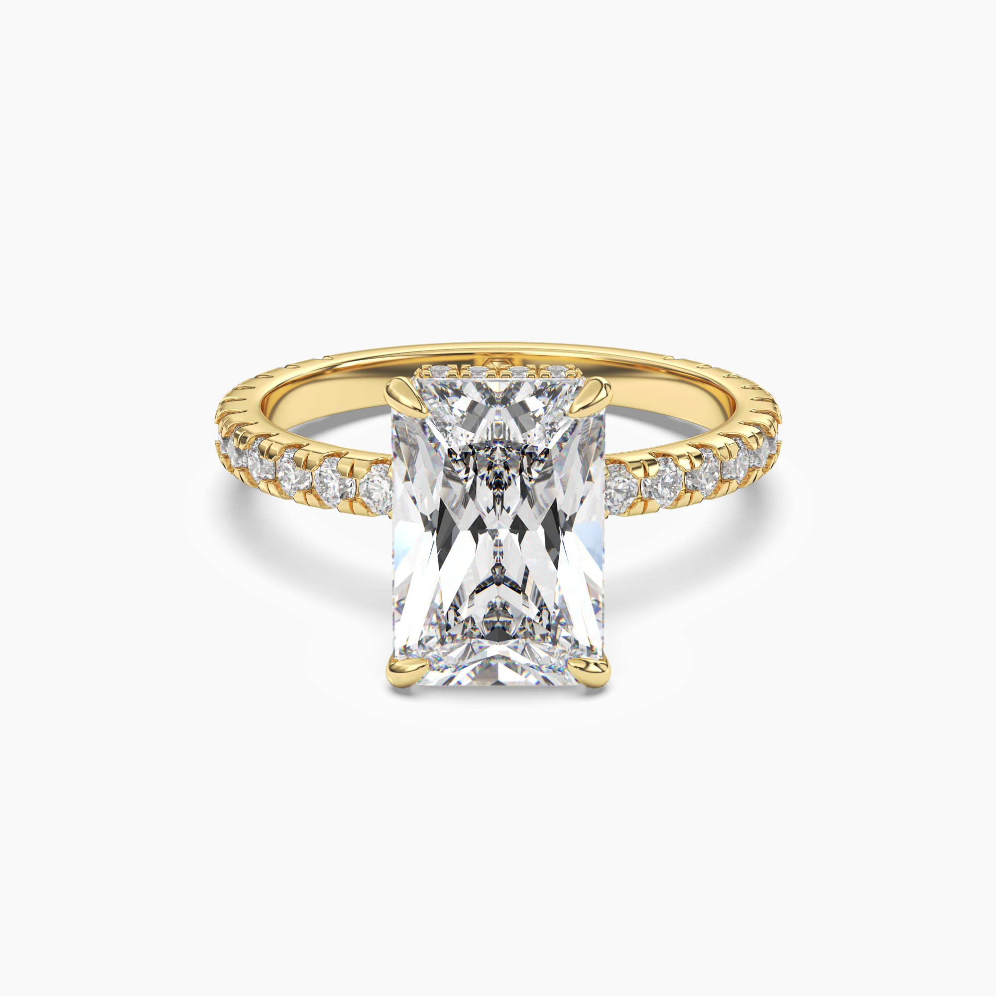 Fresco Radiant Hidden Halo 1 Carat Lab Grown Diamond Engagement Ring in 18K Yellow Gold