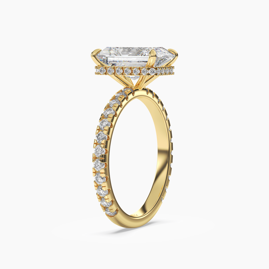 Fresco Radiant Hidden Halo Diamond Ring Setting in 14K White Gold