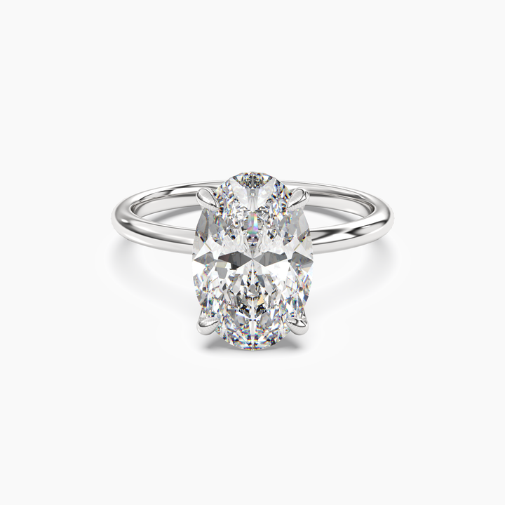 Brielle Oval Solitaire 1 Carat Lab Grown Diamond Engagement Ring in 18K White Gold