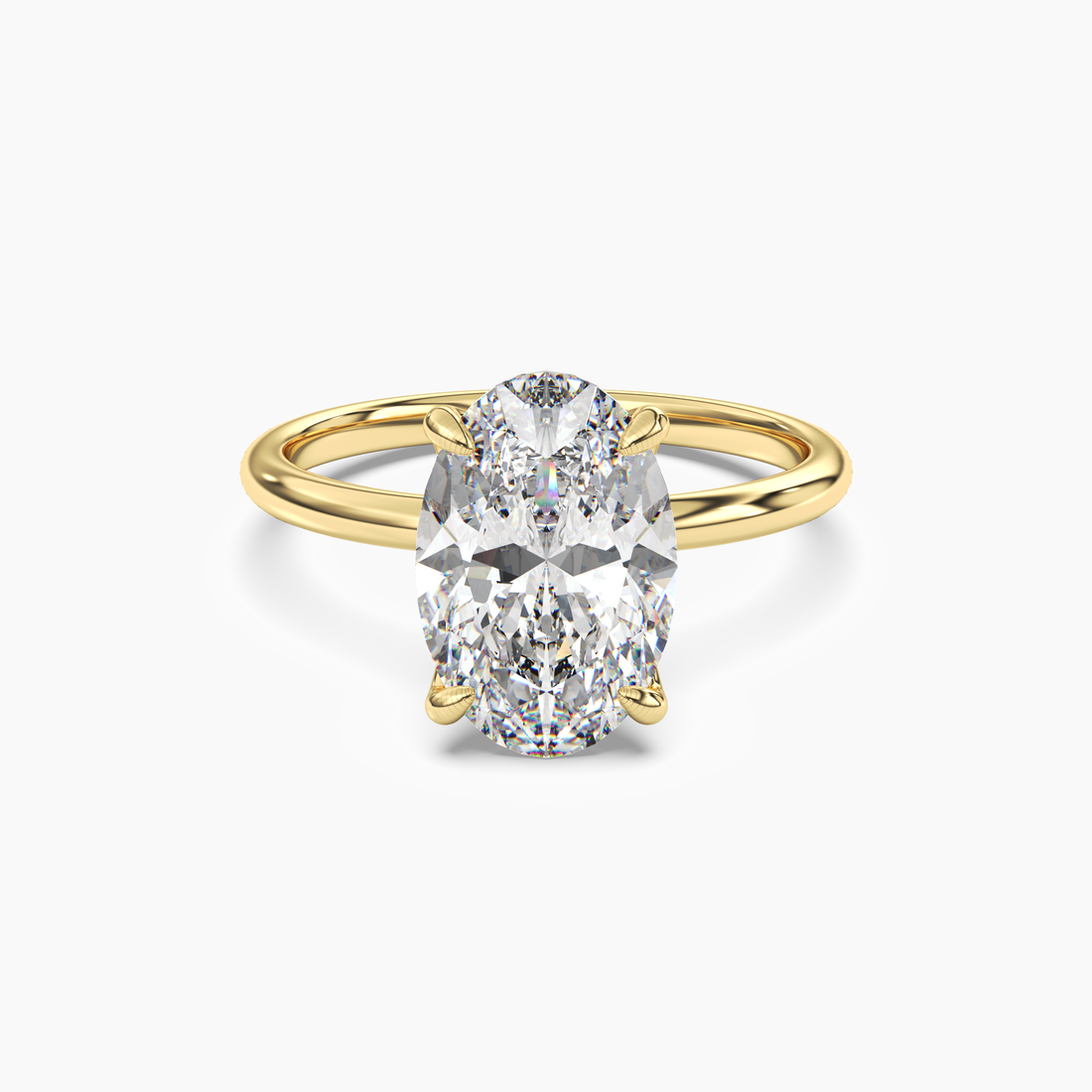 Brielle Oval Solitaire 3 Carat Lab Grown Diamond Engagement Ring in 14K Yellow Gold