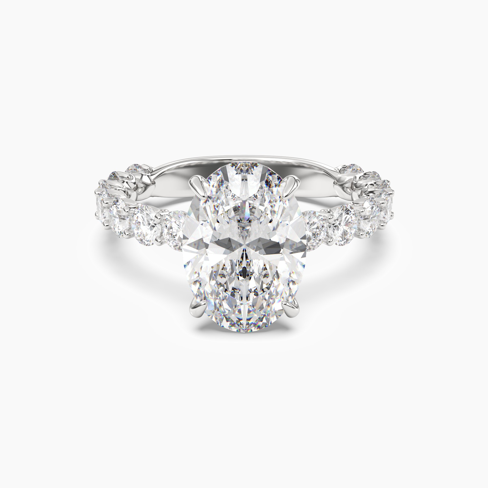 Blossom Oval 2.5 Carat Lab Grown Diamond Engagement Ring in 14K White Gold