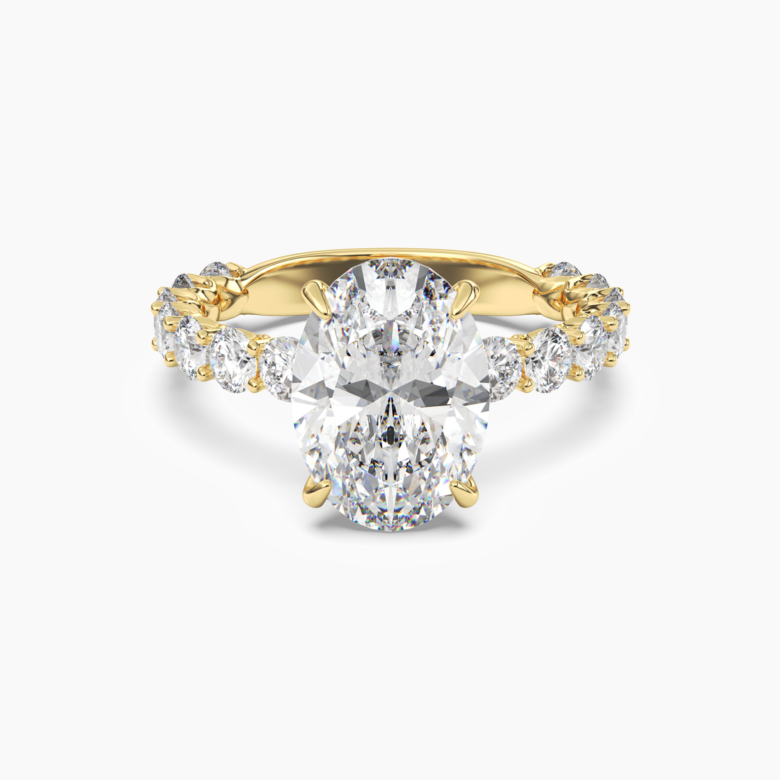 Blossom Oval Diamond Ring Setting in 14K Yellow Gold