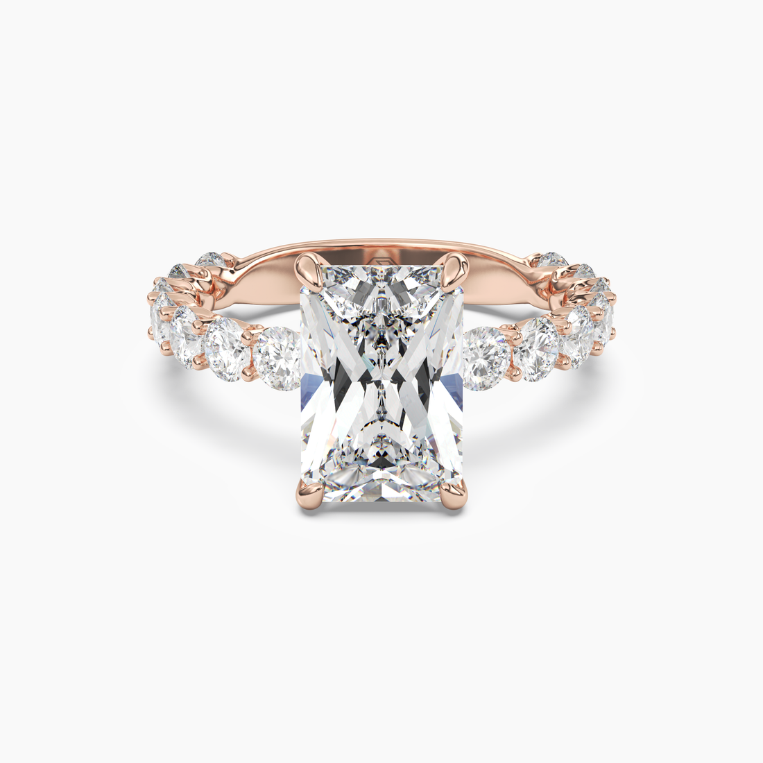 Blossom Radiant Diamond Ring Setting in 18K White Gold