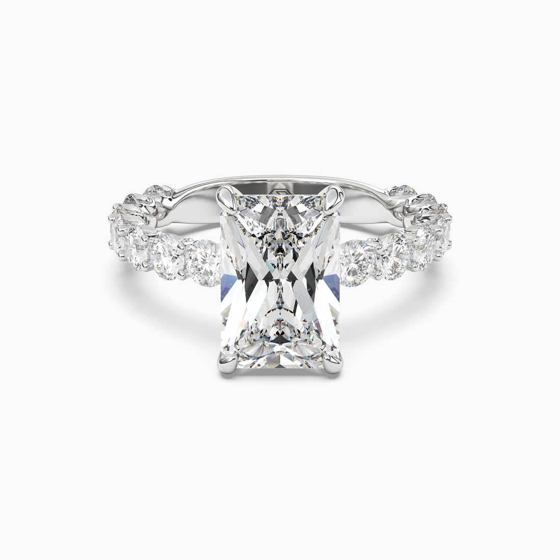Blossom Radiant Diamond Ring Setting in 18K White Gold
