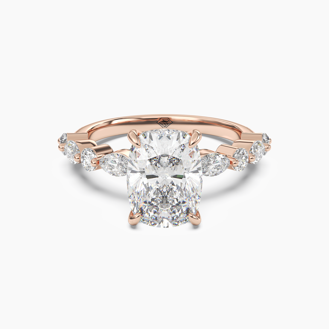 Aster Cushion Hidden Halo 3 Carat Lab Grown Diamond Engagement Ring in 18K White Gold