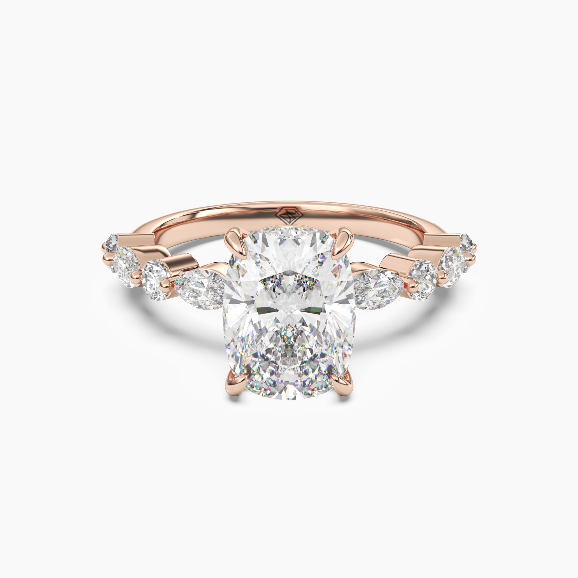 Aster Cushion Hidden Halo 1 Carat Lab Grown Diamond Engagement Ring in 14K Rose Gold