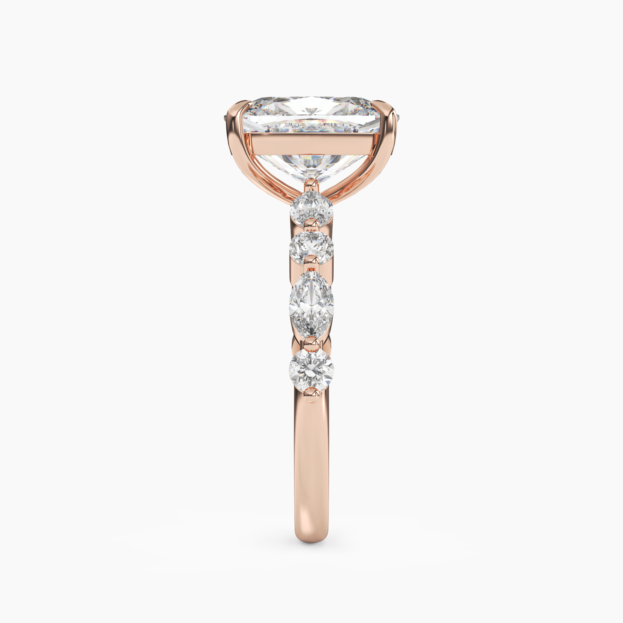 Aster Cushion Hidden Halo 3 Carat Lab Grown Diamond Engagement Ring in 18K Rose Gold