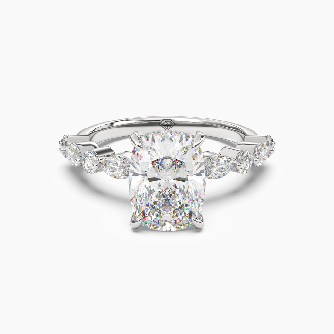 Aster Cushion Hidden Halo Diamond Ring Setting in 18K Yellow Gold