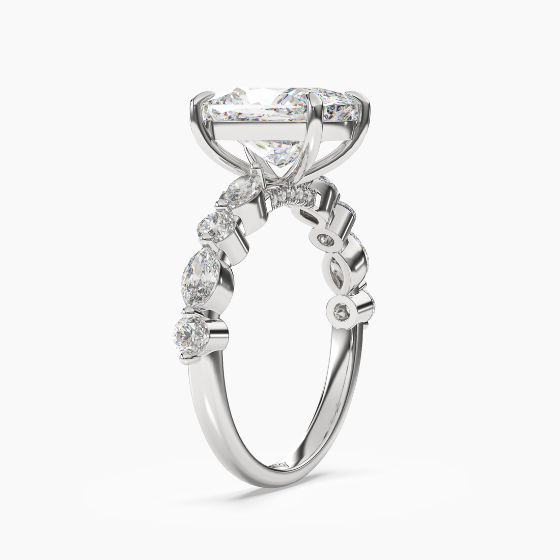 Aster Cushion Hidden Halo 1.5 Carat Lab Grown Diamond Engagement Ring in 14K White Gold
