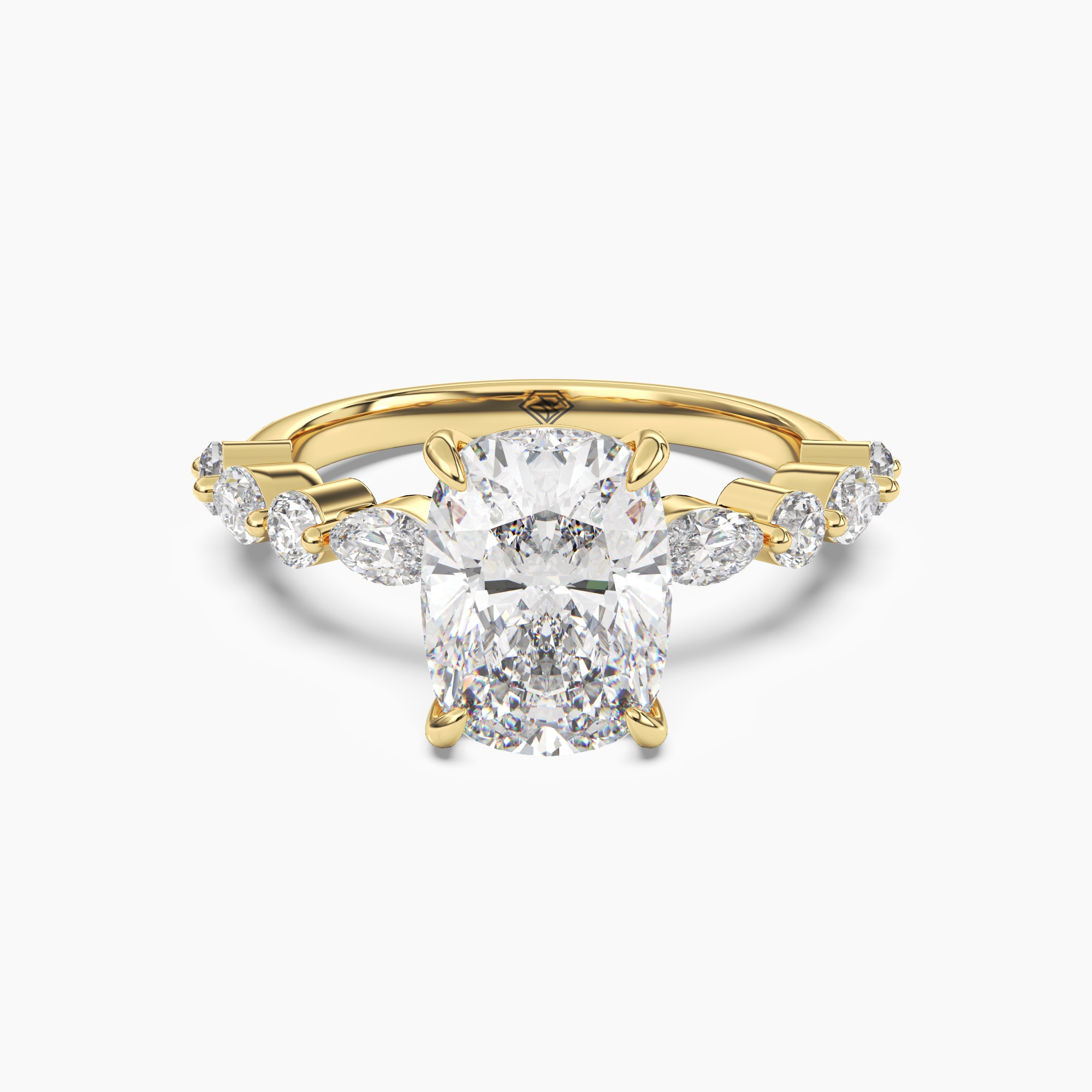 Aster Cushion Hidden Halo 3 Carat Lab Grown Diamond Engagement Ring in 18K White Gold