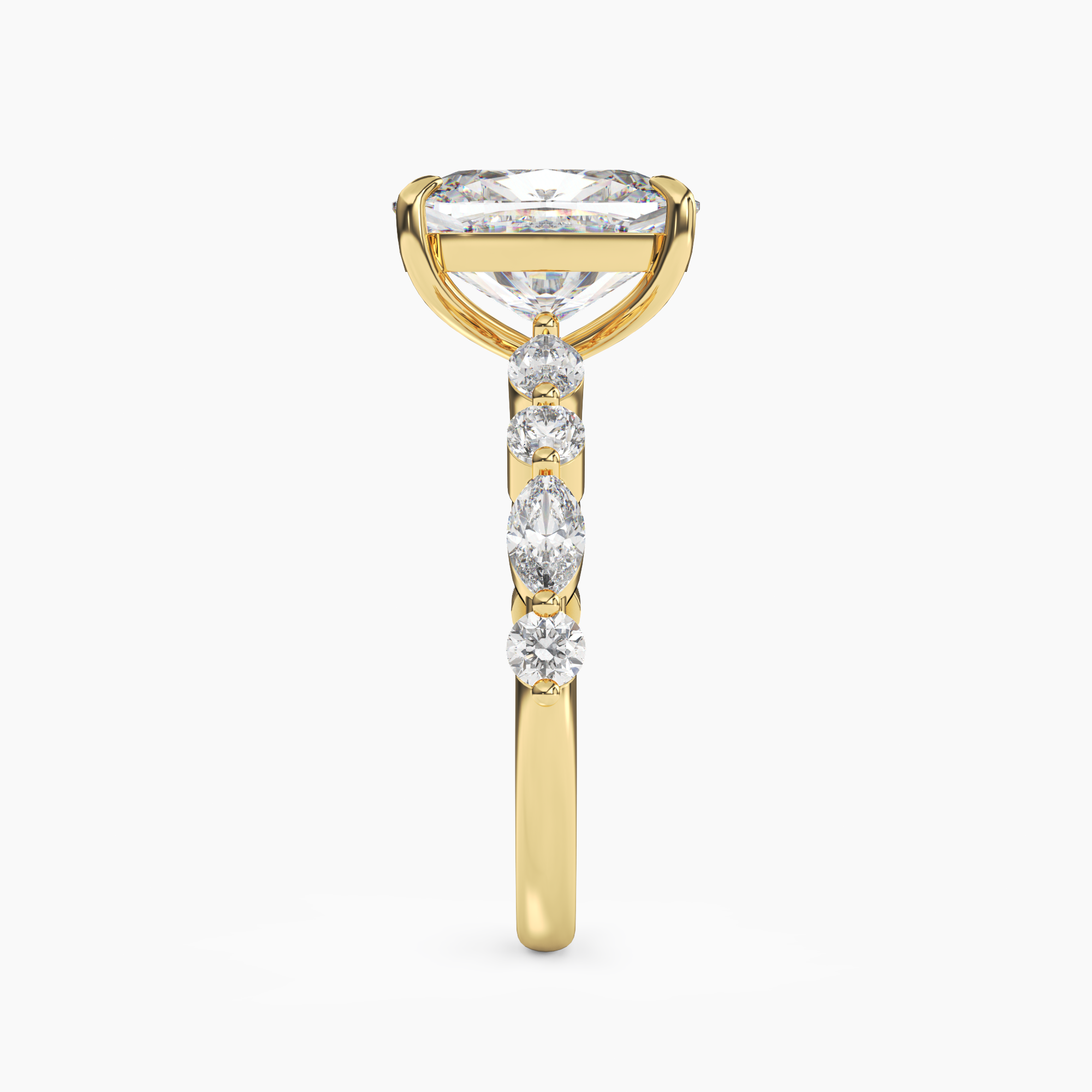 Aster Cushion Hidden Halo 3 Carat Lab Grown Diamond Engagement Ring in 14K White Gold