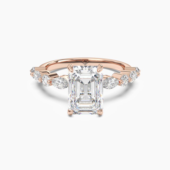 Aster Emerald Hidden Halo 3 Carat Lab Grown Diamond Engagement Ring in 18K Rose Gold