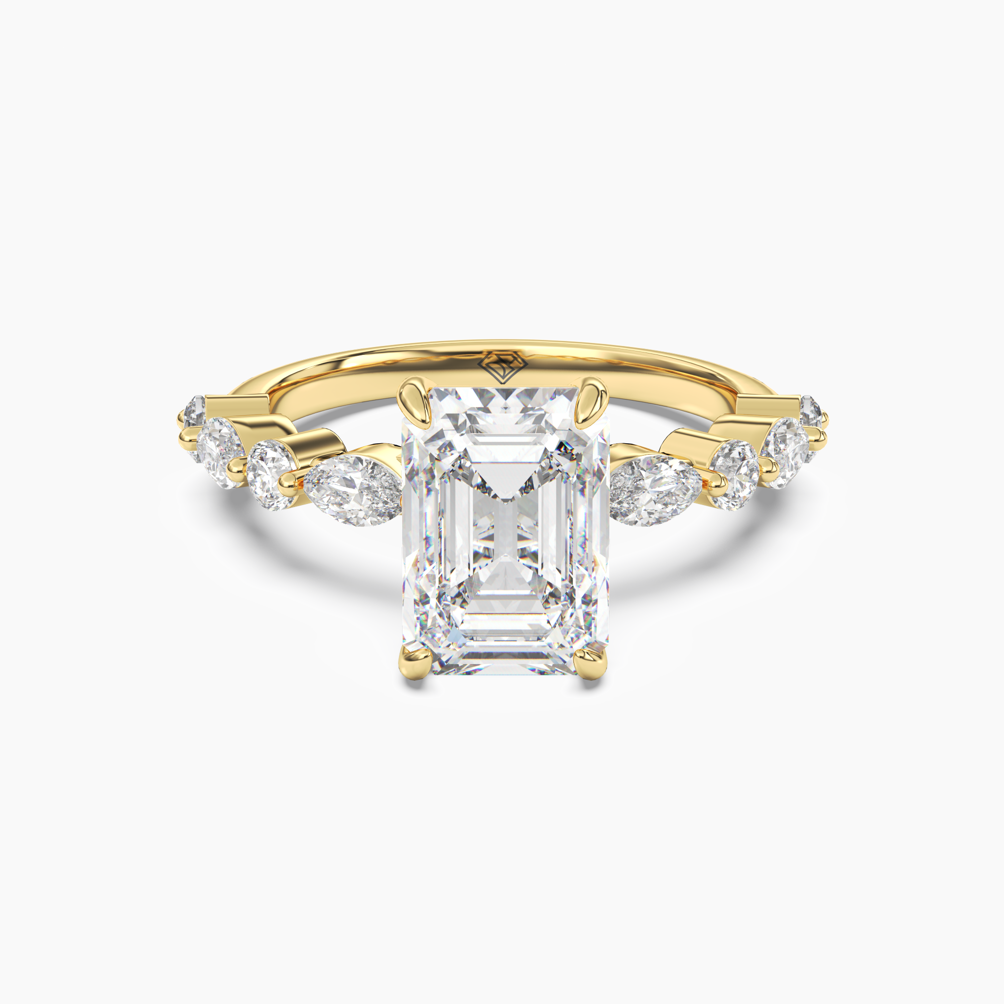 Aster Emerald Hidden Halo Diamond Ring Setting in 14K Rose Gold