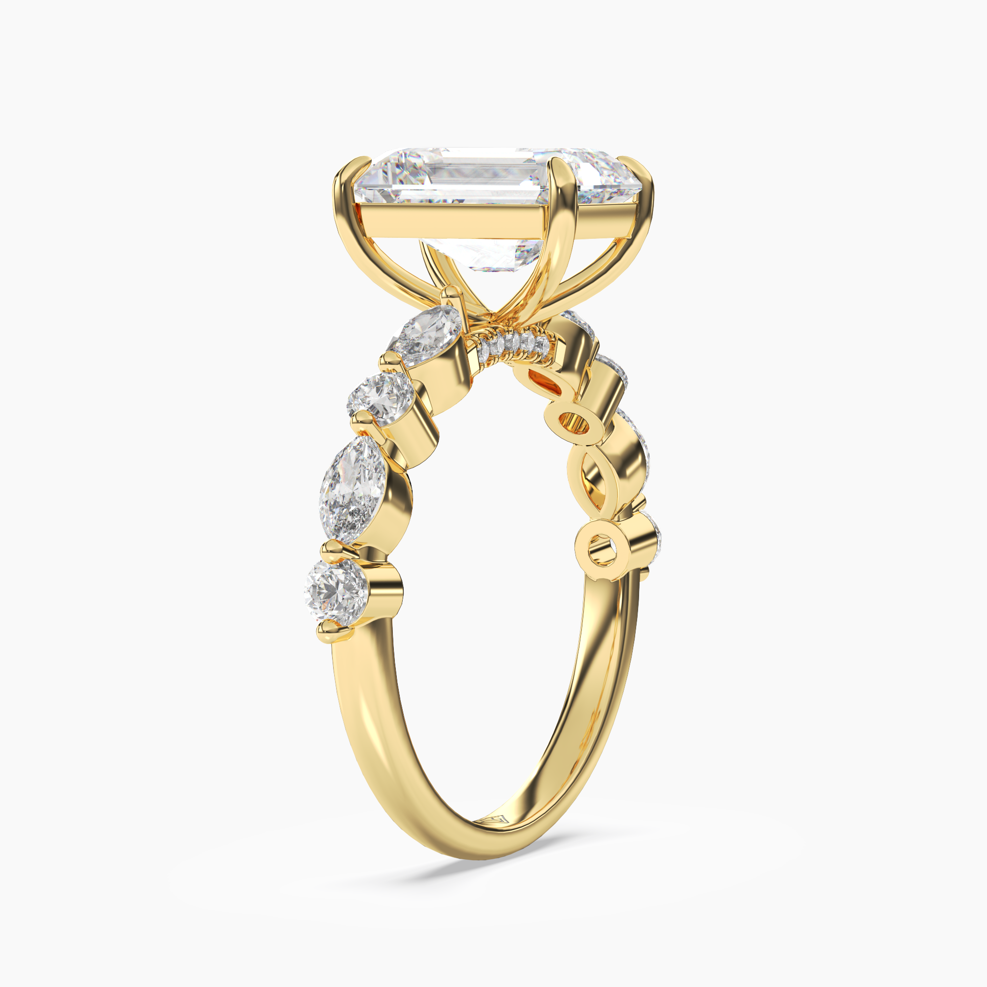 Aster Emerald Hidden Halo 3 Carat Lab Grown Diamond Engagement Ring in 14K White Gold
