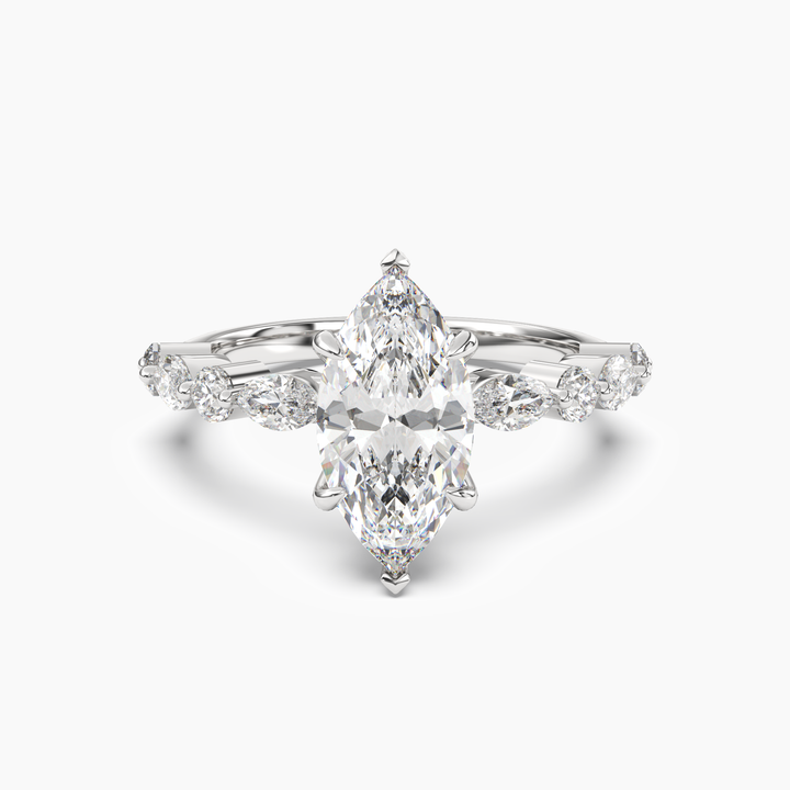 Aster Marquise Hidden Halo 2.5 Carat Lab Grown Diamond Engagement Ring in 18K White Gold