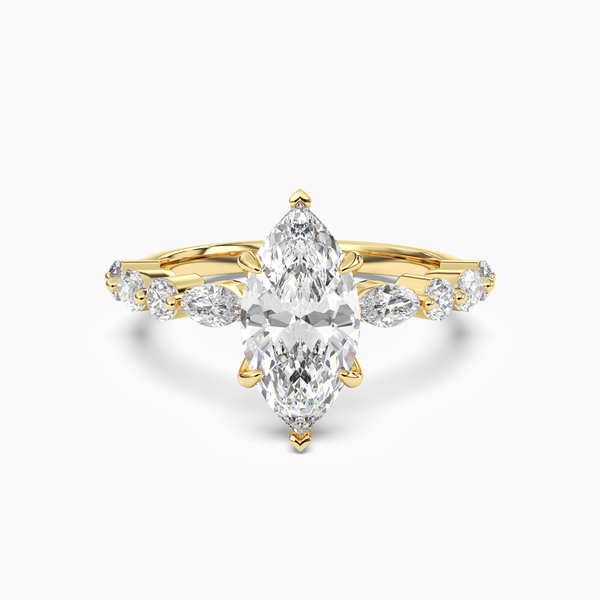 Aster Marquise Hidden Halo 1.5 Carat Lab Grown Diamond Engagement Ring in 18K Yellow Gold