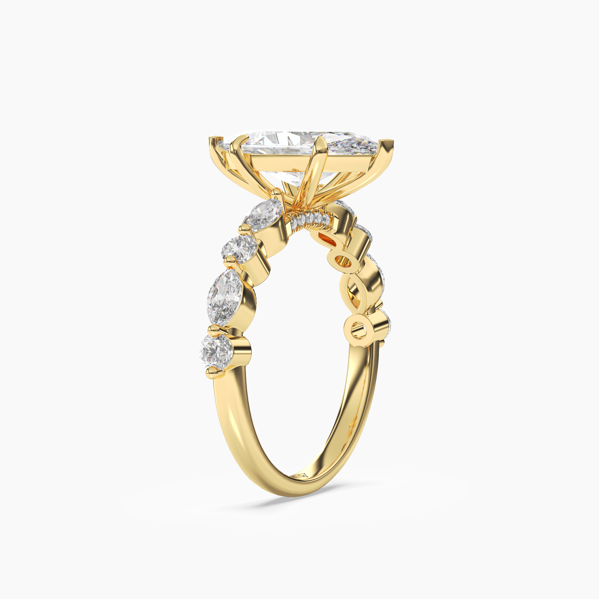 Aster Marquise Hidden Halo 1 Carat Lab Grown Diamond Engagement Ring in 18K Yellow Gold