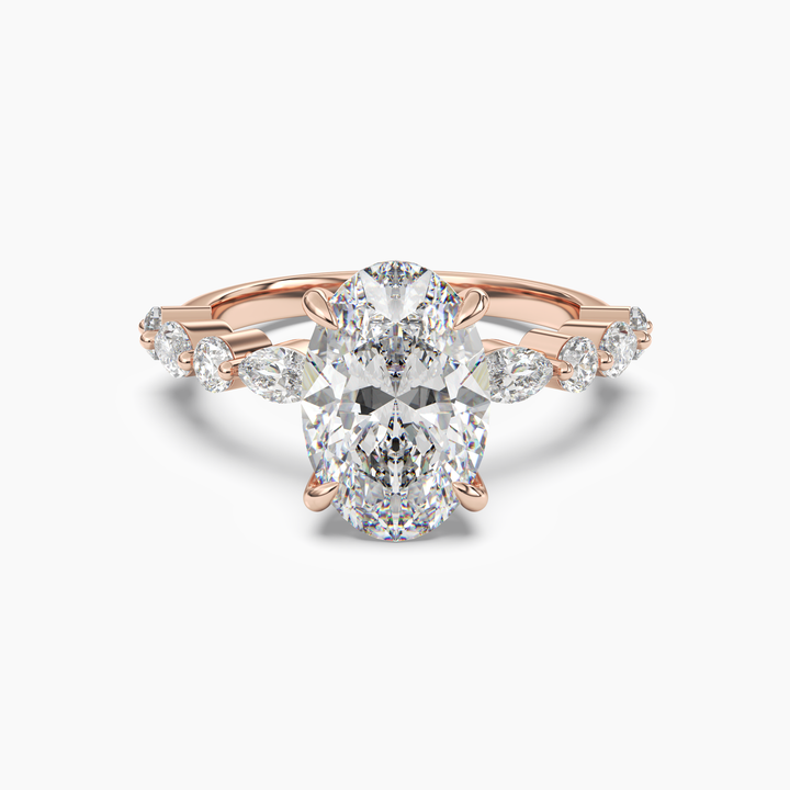 Aster Oval Hidden Halo 3 Carat Lab Grown Diamond Engagement Ring in 14K Rose Gold