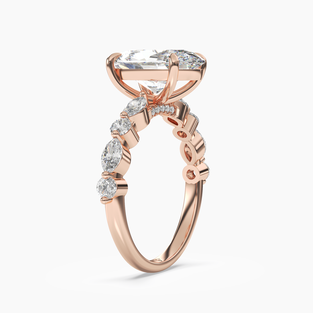 Aster Oval Hidden Halo 3 Carat Lab Grown Diamond Engagement Ring in 18K Yellow Gold