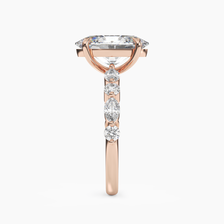 Aster Oval Hidden Halo 3 Carat Lab Grown Diamond Engagement Ring in 18K White Gold