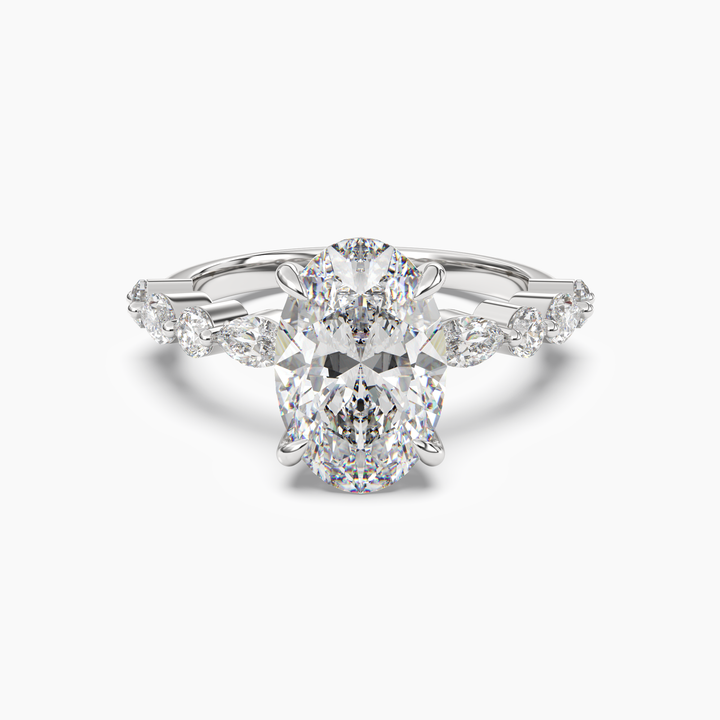 Aster Oval Hidden Halo 3 Carat Lab Grown Diamond Engagement Ring in 18K White Gold