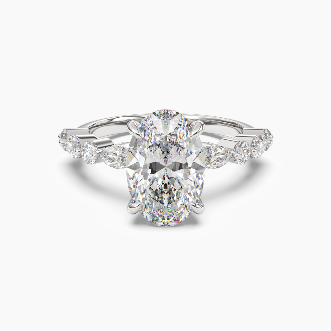 Aster Oval Hidden Halo 2 Carat Lab Grown Diamond Engagement Ring in 18K White Gold