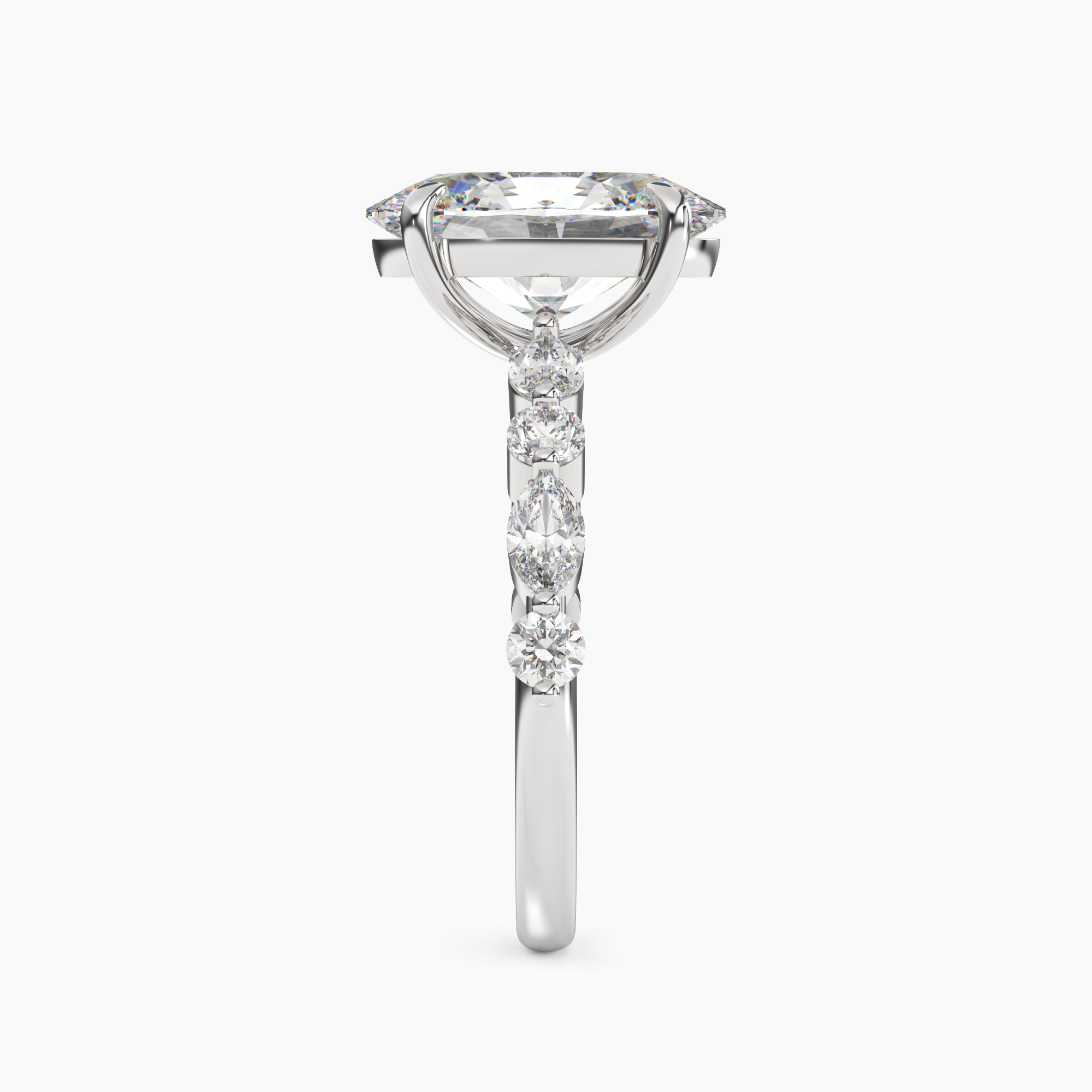 Aster Oval Hidden Halo Diamond Ring Setting in 18K White Gold